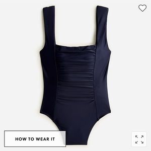 J crew ruched square neck swimsuit. Size 0. Black. NWT.